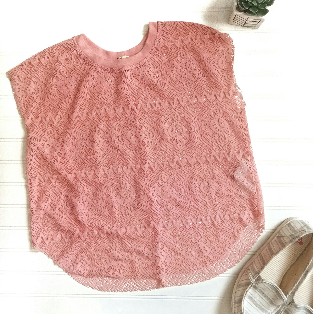 Hollister Floral Mesh/Lace Top